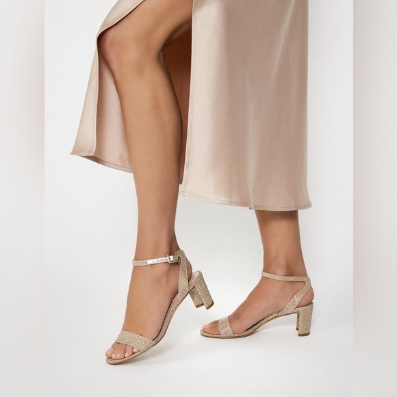 New! Pelle Moda MOIRA 2 LOW BLOCK HEEL - Metallic GOLD